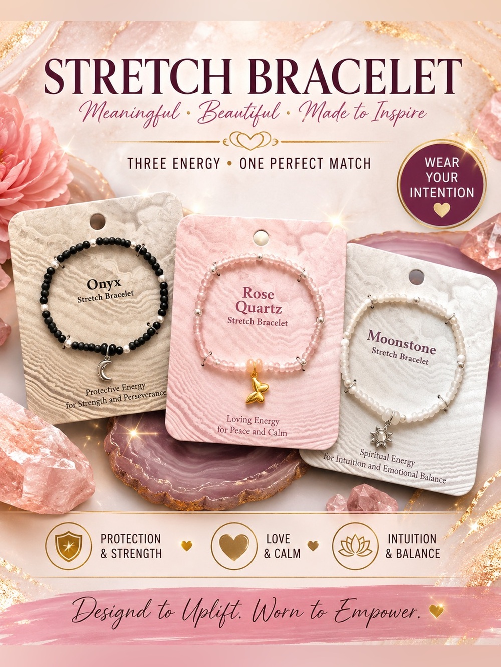 Stone Stretch Bracelets - You get one pick your intention.